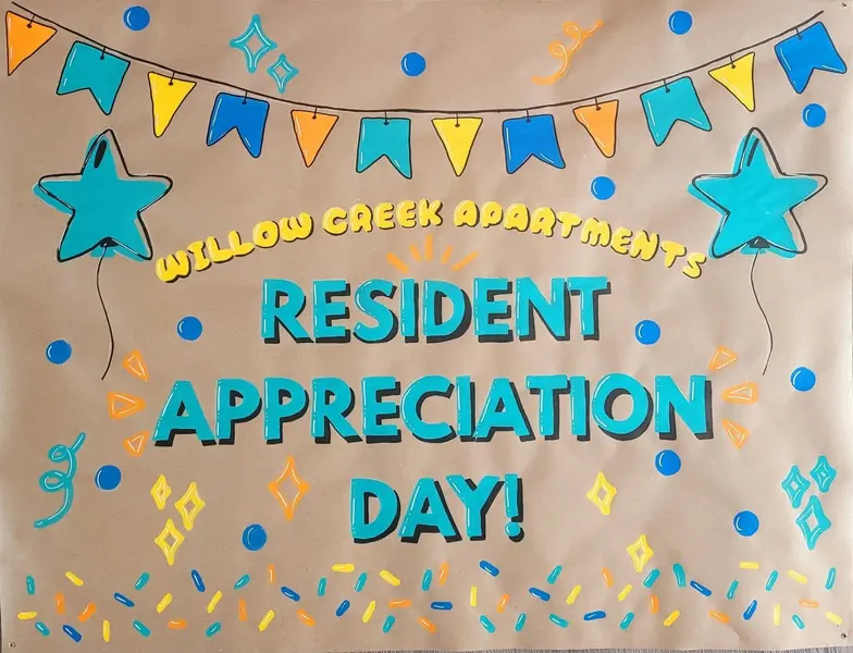 Resident Appreciation Day banner with stars and bunting