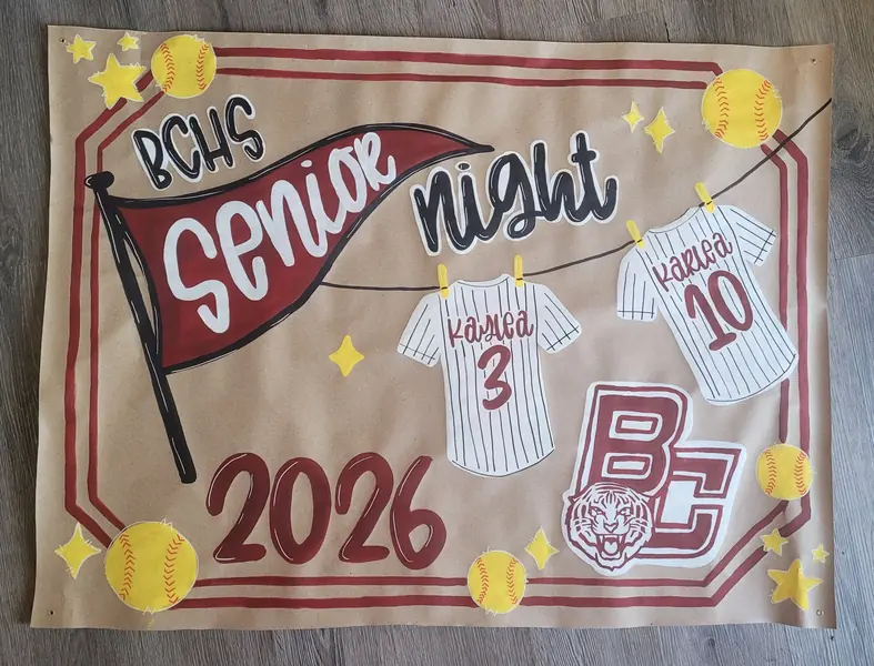 BCHS Senior Night 2026 softball banner