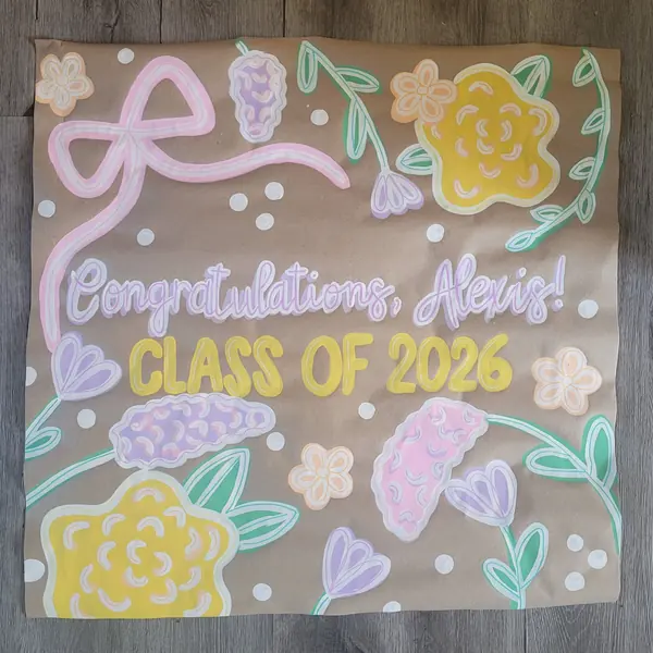 Congratulations Class of 2026 floral graduation banner