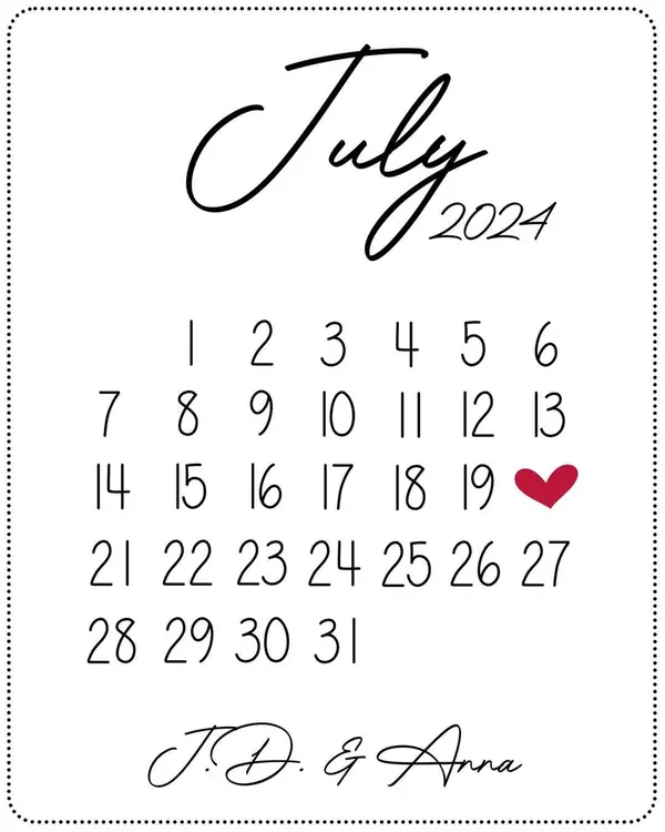 Custom wedding date calendar print