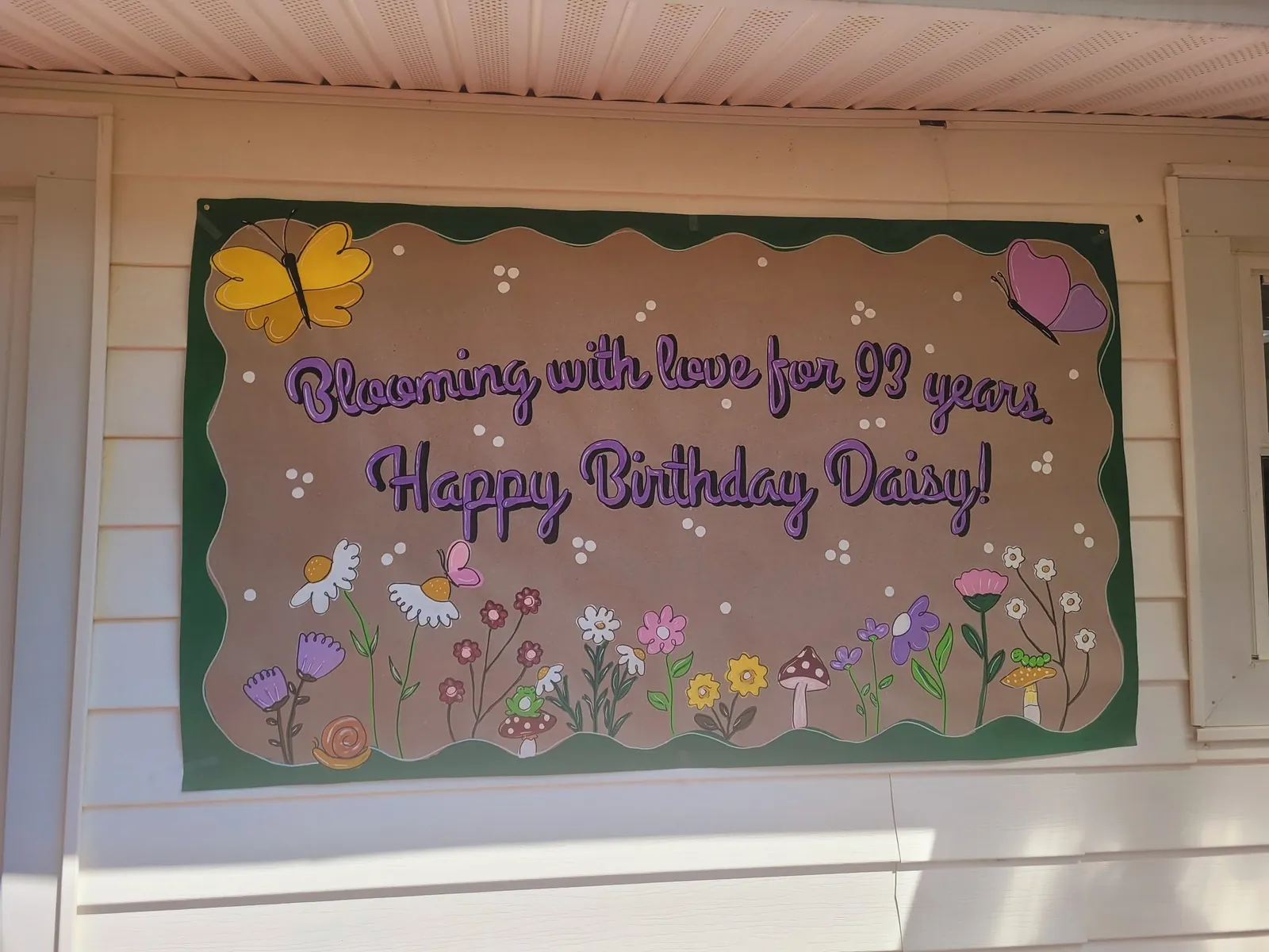 Blooming with Love for 92 Years birthday banner with wildflowers