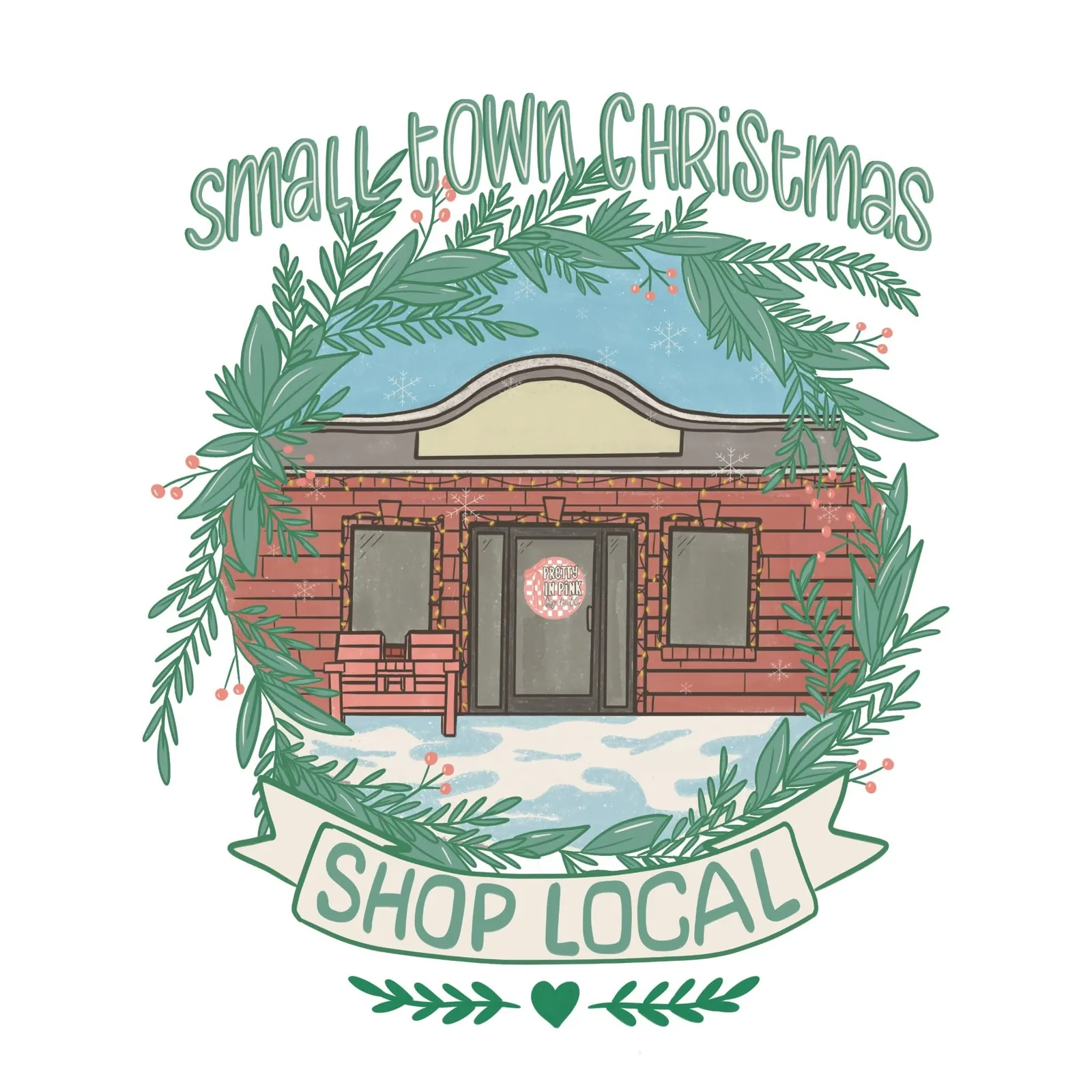 Small Town Christmas, Shop Local illustration