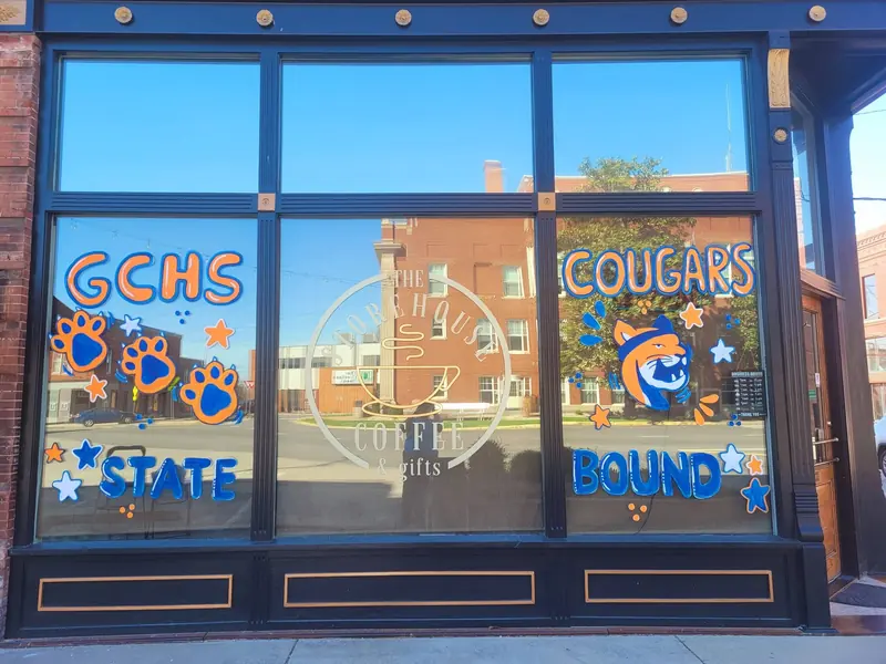 GCHS Cougars State Bound window painting